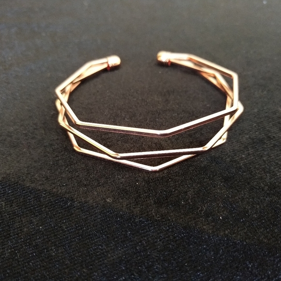 Rose Gold Tone Mesh Cuff Bangle - Picture 3 of 5